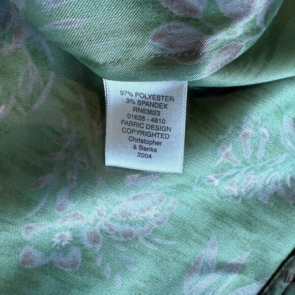 Christopher & Banks Jacket Green Floral Large Stretch Trucker Layering Classic - Picture 8 of 10